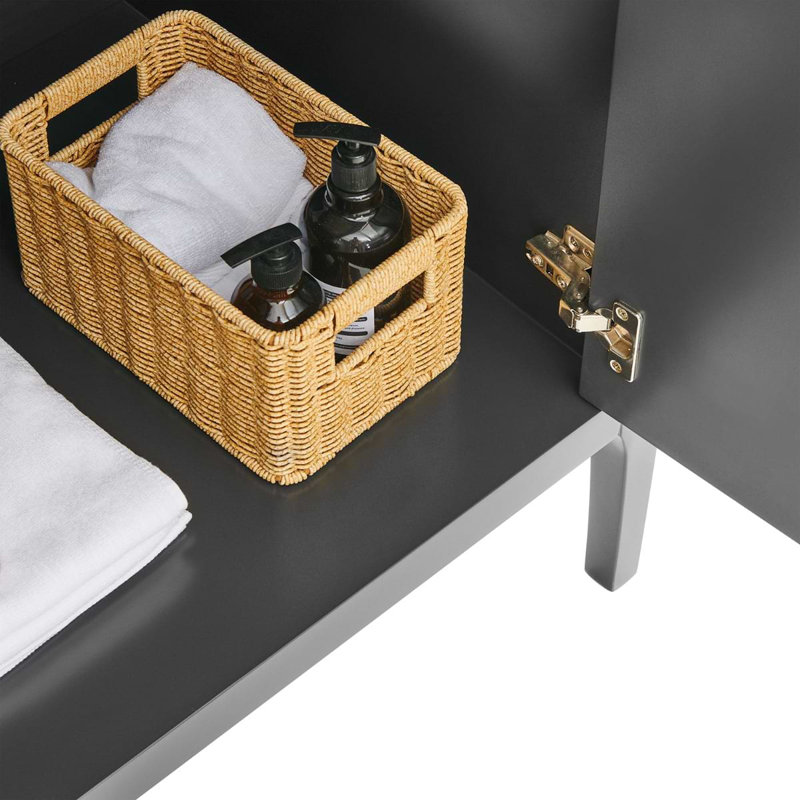 Province 30" Freestanding Standard Single Bathroom Vanity with Top, Black, Gold