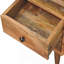 Mini table de chevet classique en bois massif chêne massif, 2 tiroirs, 1 fente ouverte, pieds nordiques, brun clair