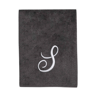 Winston Porter Granite/Silver Script Monogram Bath Towel Letter S