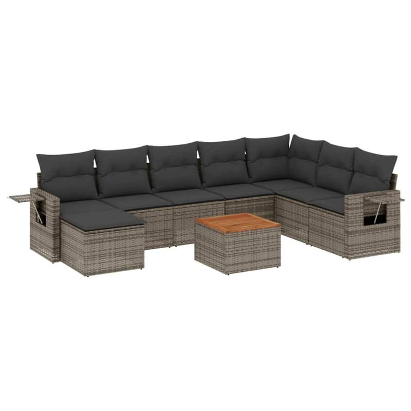 Ensemble de canapé de jardin Vidaxl gris, coussin gris foncé