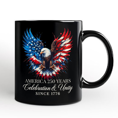 Bald Eagle American Flag Mug, Patriotic Freedom Gift with Custom Name