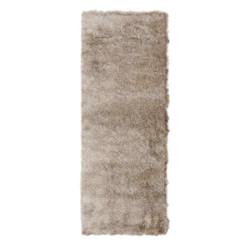 Makaila Silky Shaggy Mocha Area Rug, Runner 65 x 135cm