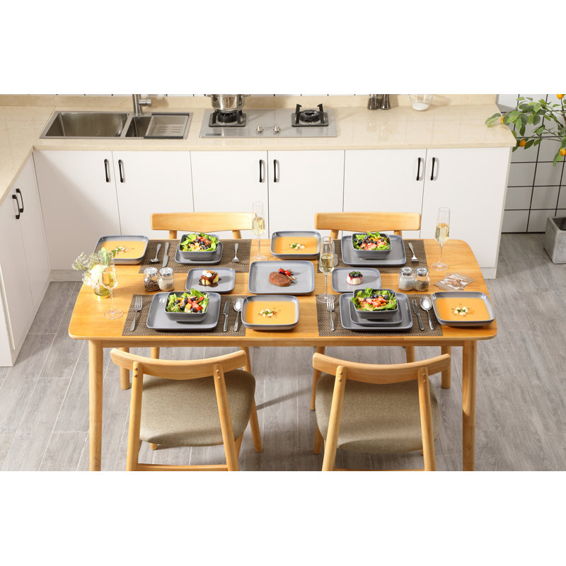 32 Piece Stoneware Dinnerware Set - Service for 8, Grey