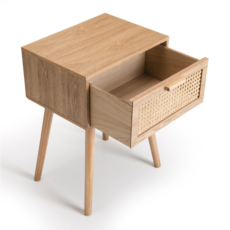 Timothy 40cm W Solid + Manufactured Wood Bedside Table, Oak