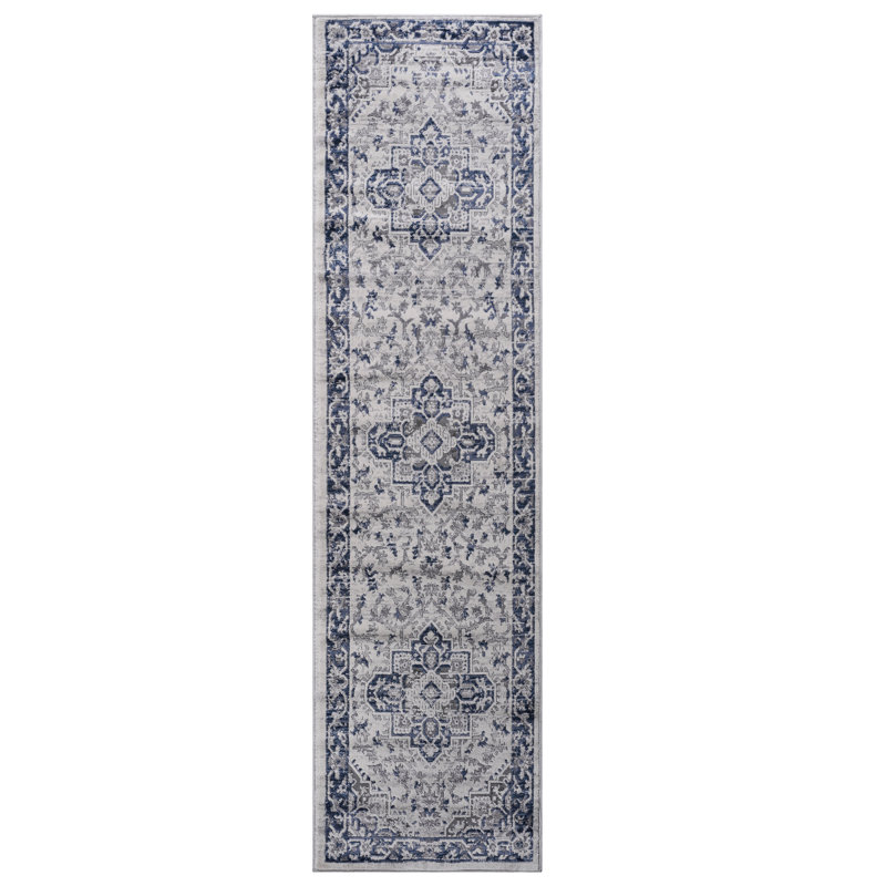 2x8 Blue/grey/ Area Rug By Loom & - Non-shedding, Stain , Suits Bedroom, Living Room, Dining Room Attractiveness Ideal For Living, Dining, Home Office