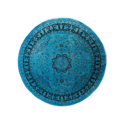 Daia One-of-a-Kind 8' 1" X 8' 2" New Age Round Wool Area Rug Blue