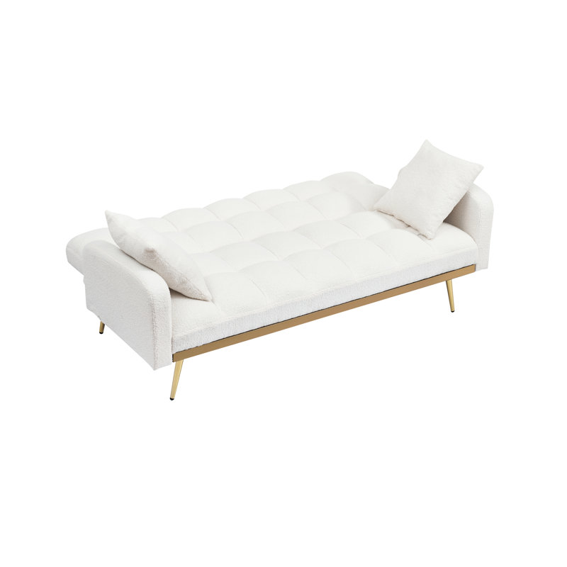 Lit beige de 69 pouces, réglable à trois vitesses pour les petits espaces, accoudoirs confortables et avec espaces idéaux en éponge, conversion au lit, sièges