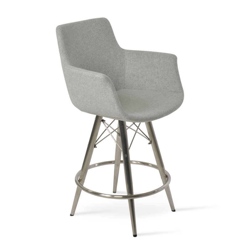 Tabouret Bottega MW, Tabouret de comptoir (siège d'une hauteur de 24 p, Acier Inoxydable, Dark Gray