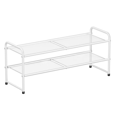  2-Tier Shoe Rack 33'' Wide, Metal Mesh Shoe Shel for Closet, Stackable and Adjustable