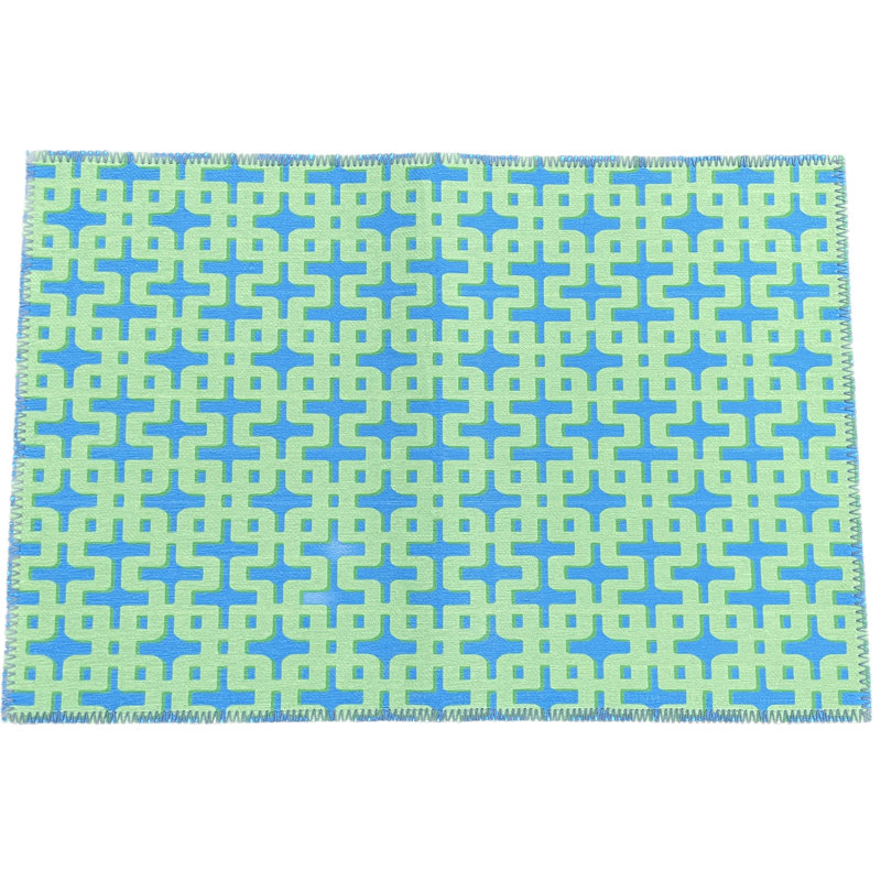 Chiang Mai Microfiber Rectangle Washable Rug, Runner 2' x 8', Blue Cress
