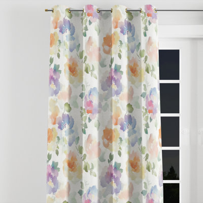 Rideaux à motif floral - 1 panneau de rideaux vert avec œillets