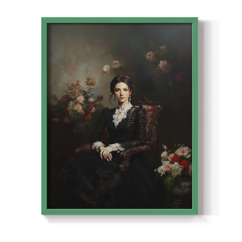 Reproduction encadrée WOMEN Series CCxxxvii - bois massif, H 21 po x l 17 po, Vert