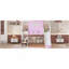 Lit mezzanine en bois simple avec structure en forme de maison avec tente, blanc et rose