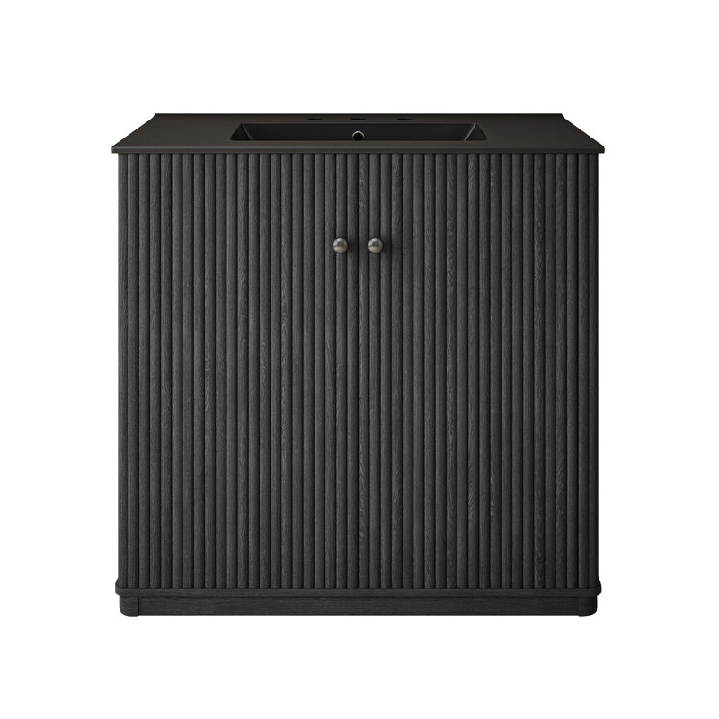 Meuble-lavabo de salle de bain autoportant 36 po Lafayette avec comptoir à 3 trous noir mat Lafayette, Noir