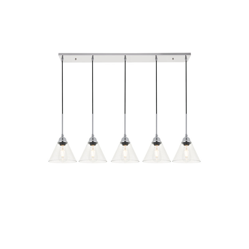 Luminaire suspendu conique à 5 lumières Harlingen, Chrome