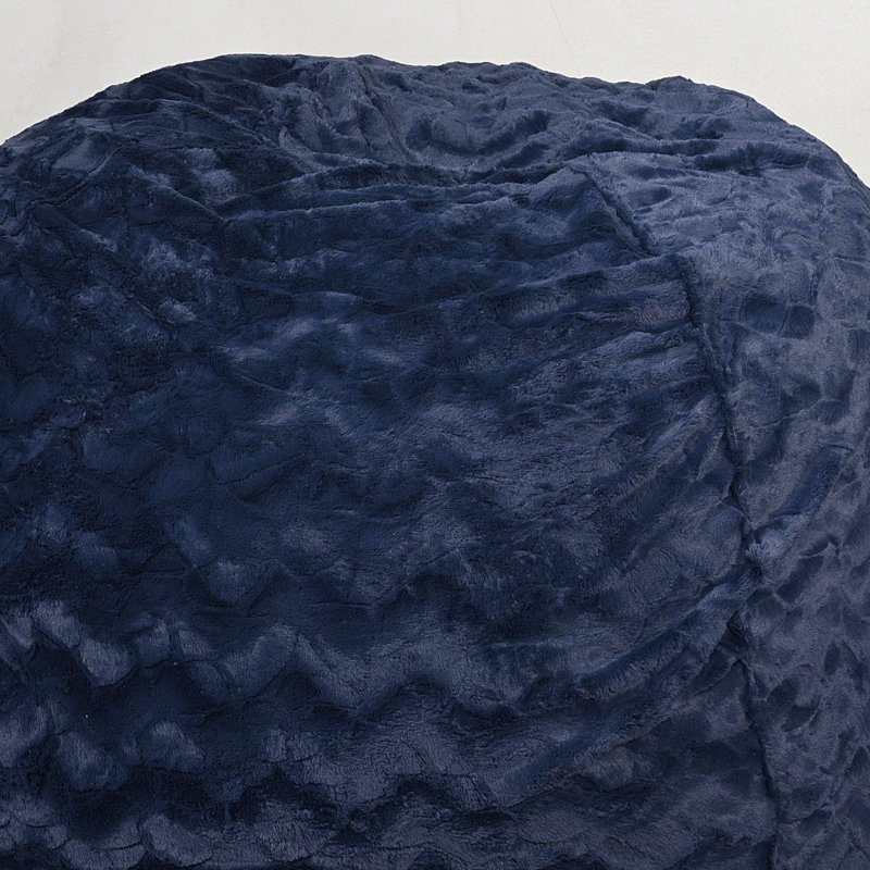 Fauteuil à billes 3 pi bleu marine, Fausse fourrure bleu marine