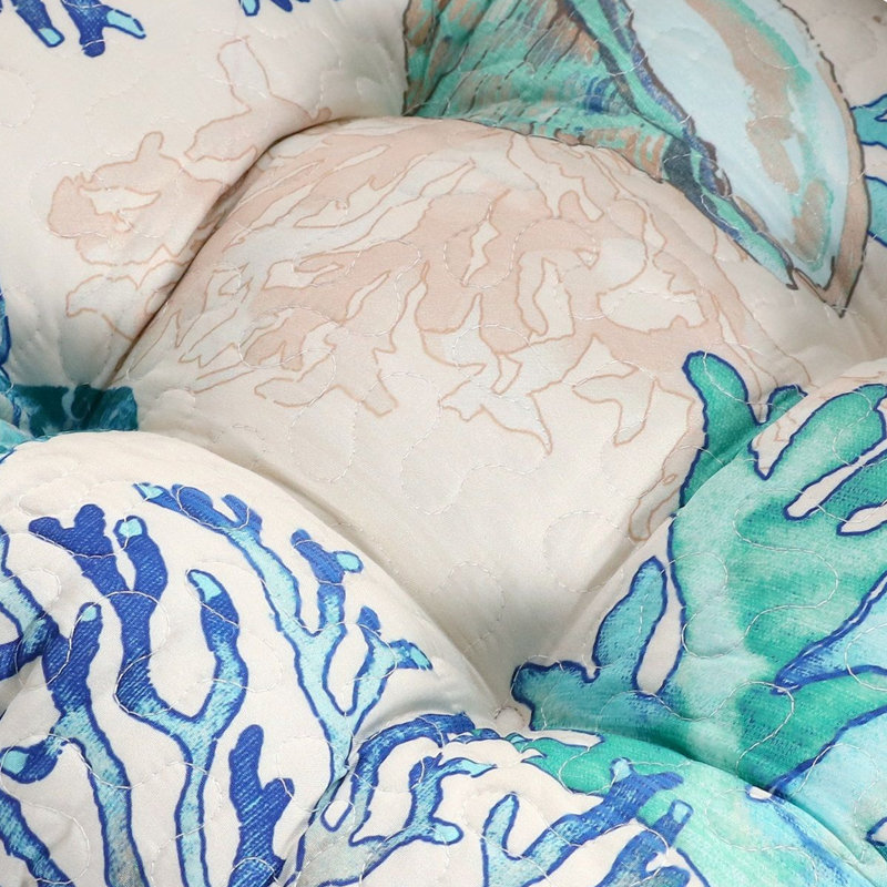 Coussin de chaise matelassé Fashion Print Rome, Corail jade