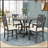 5-Piece Round Dining Table And Chair Set With Special-Shaped Legs, Exquisitely Designed Hollow Chair Back For Elegant Dining-2037644188-2037644189