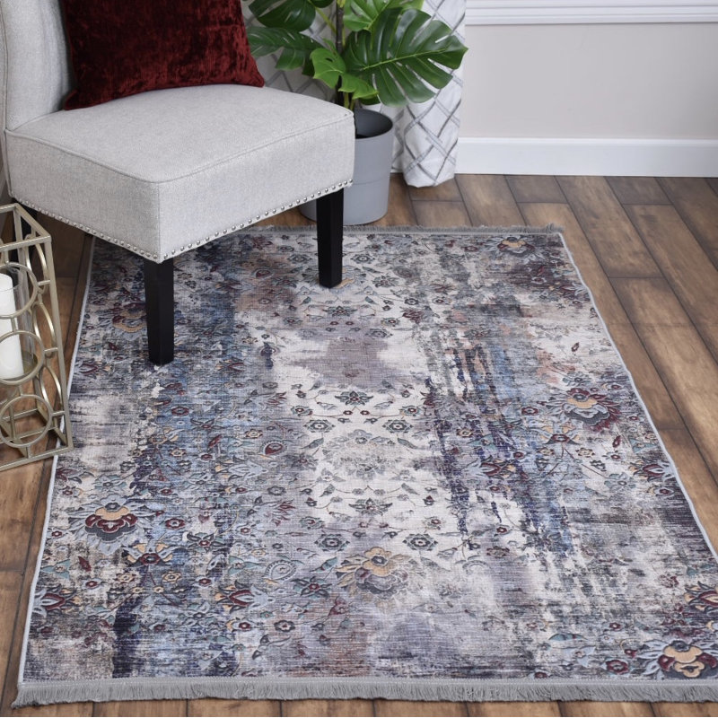 Monkshood Floral Indoor Rug, Rectangle 5' x 8'