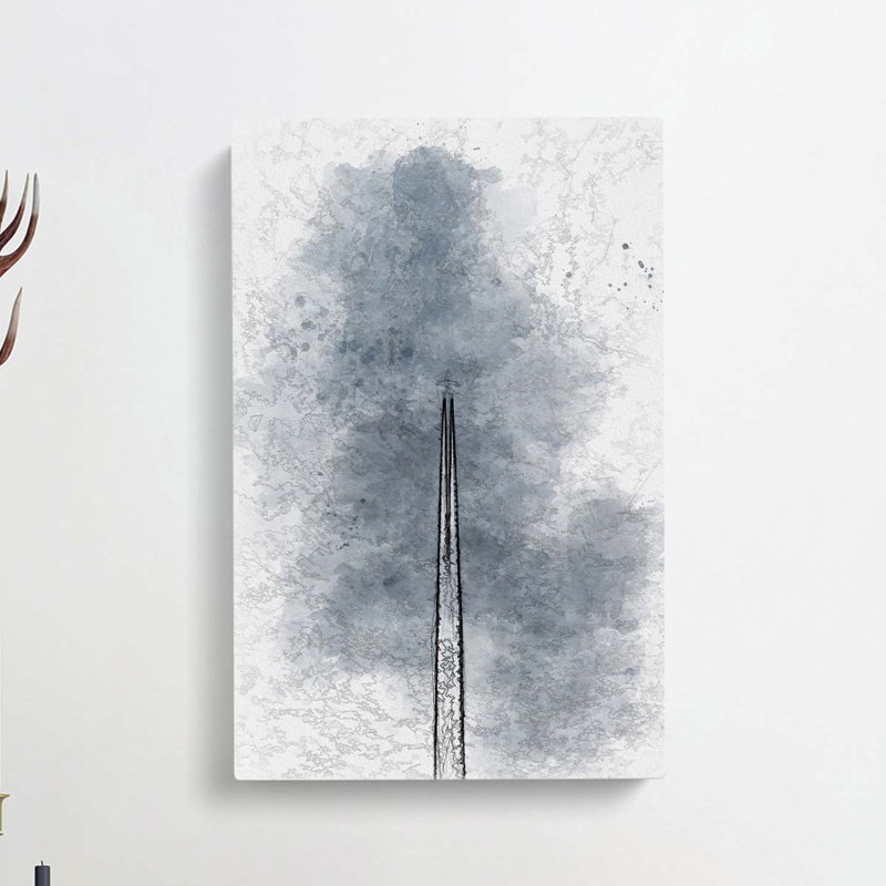 Contrails From The Airplane In Abstract - Wrapped Canvas Print, 76cm H x 50cm W x 3cm D