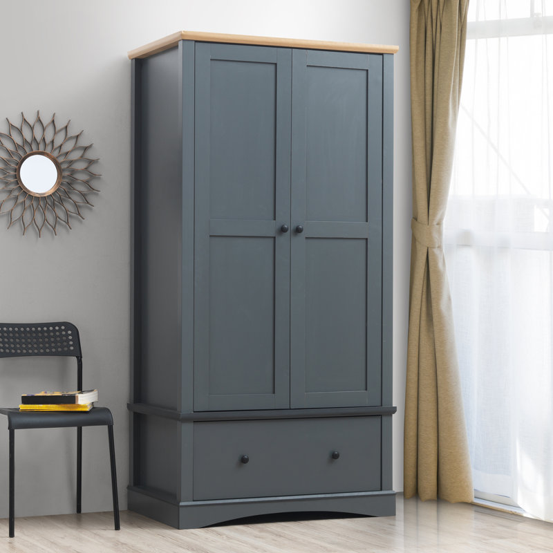 Fordwich 2 Door Manufactured Wood Wardrobe, Dark Grey