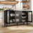 48" Buffet Cabinet with Storage, Large Sideboard Cabinet with 3 Fluted Glass Doors, Modern TV Consoles Stand Cabinet for Kitchen, Dinning Room, Hallway, Living Room