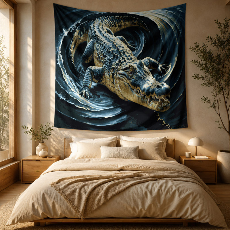 Tapisserie murale représentant un crocodile du Nil, 51 po x 60 po