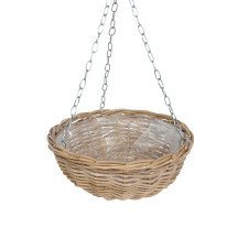 Rattan Hanging Planter, 6" H x 12" W x 12" D