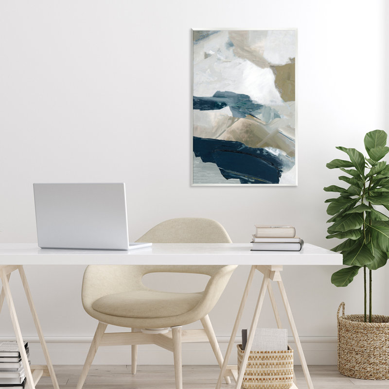 Plaque murale Vivid Strokes in Neutrals, design par Hannah Dawson, H 19 po x l 13 po