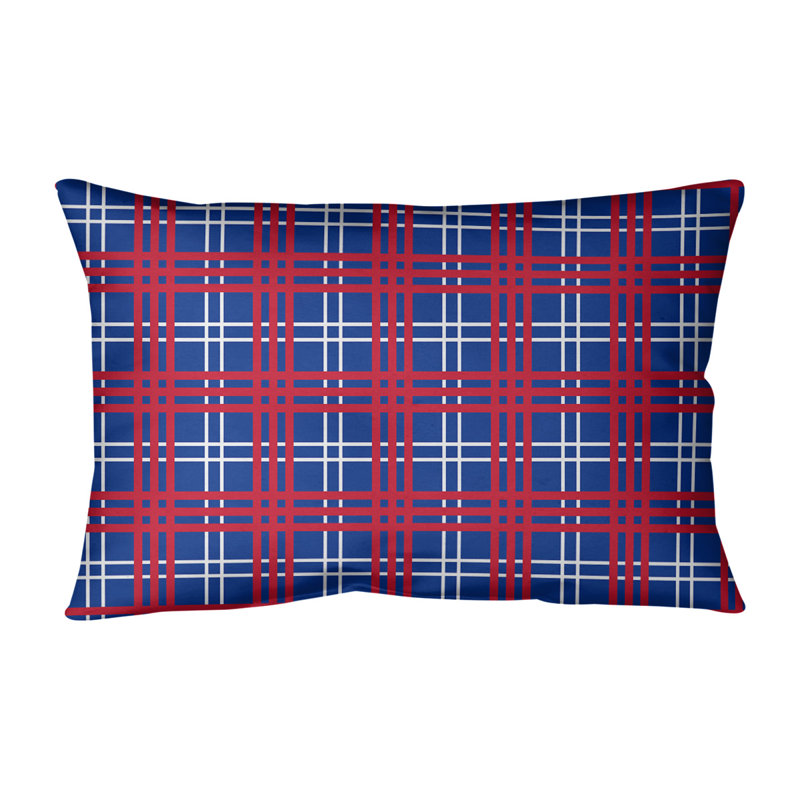 Housse de coussin et insert rectangulaires Luxury, Bleu / blanc / rouge, Cuir / Suède