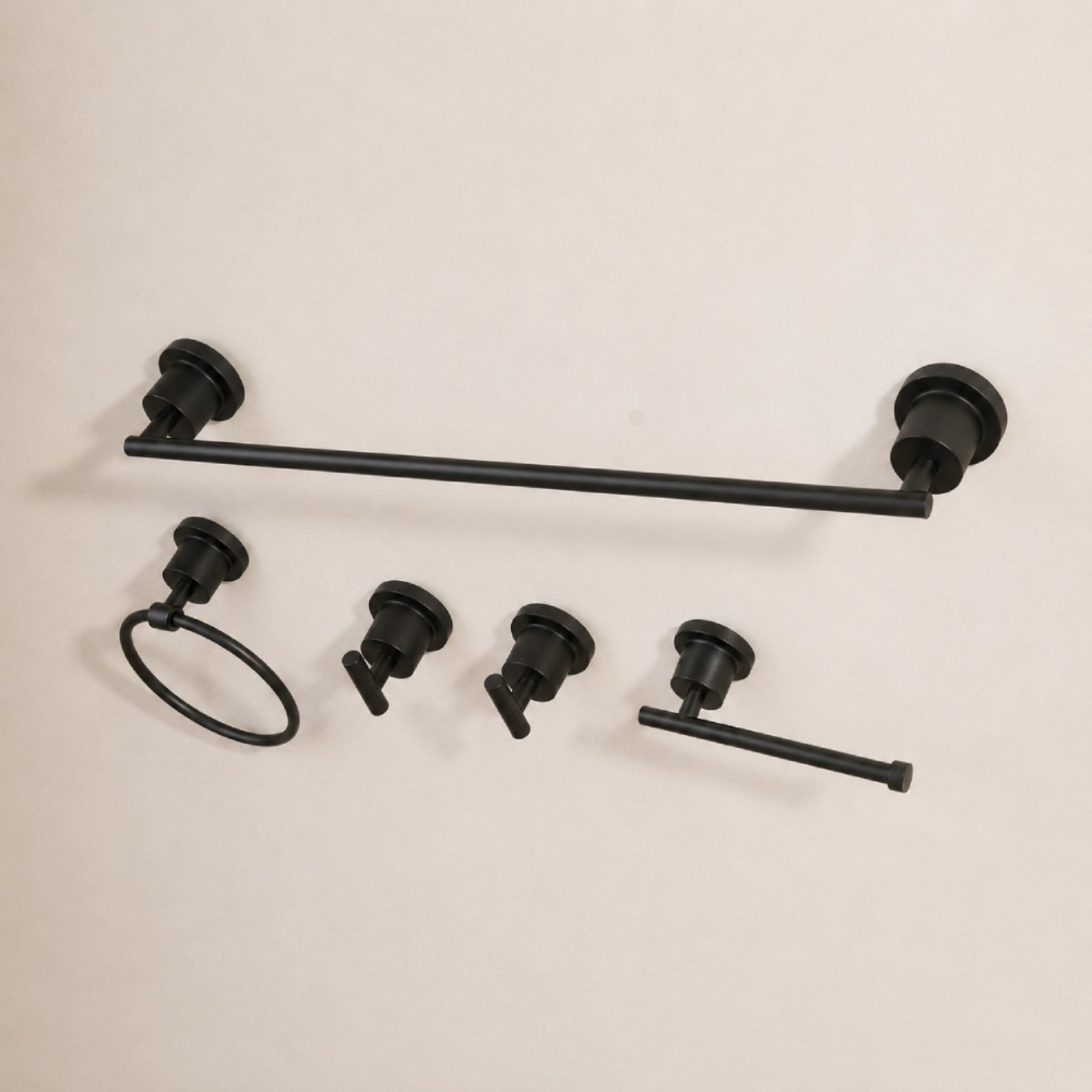Kingston Brass Concord 5-Piece Bathroom Hardware Set, Matte Black
