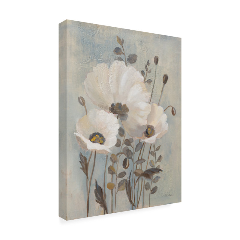 Art mural sur toile bleu, Coquelicots boliviens, Silvia Vassileva, H 19 po x l 14 po