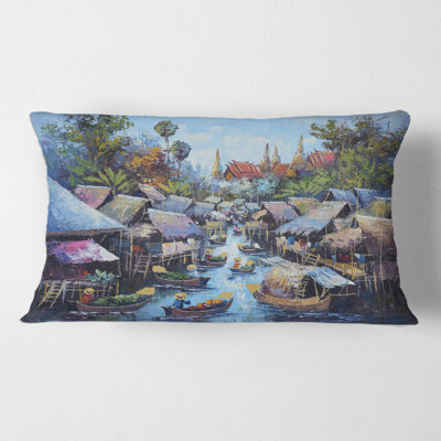 Vintage Waterside Life I - Traditional Printed Throw Pillow