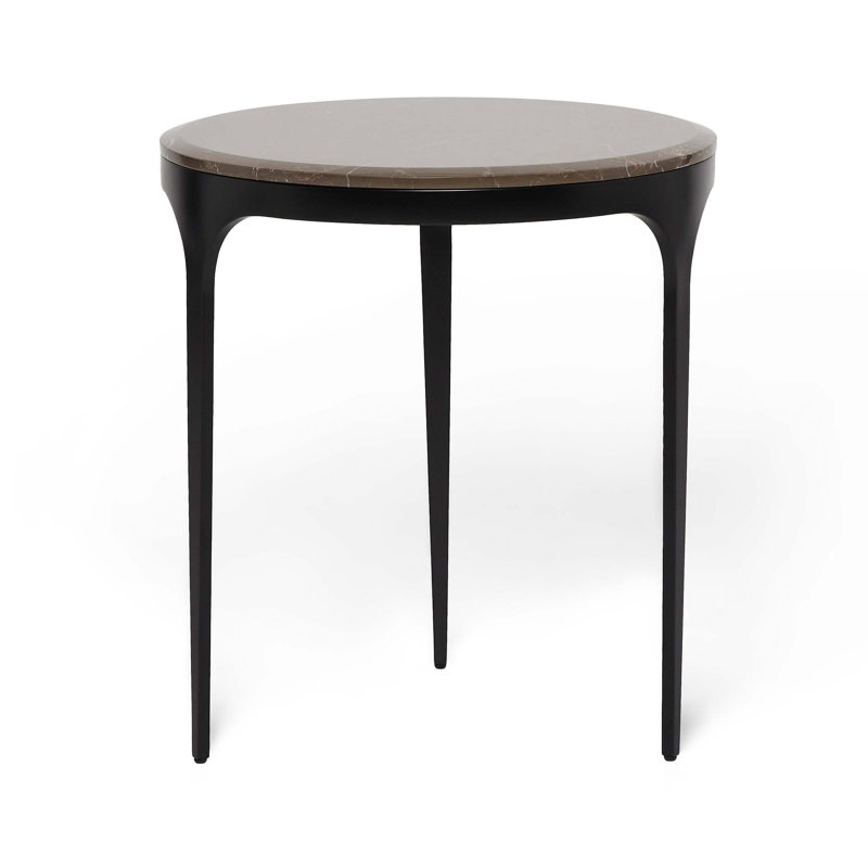 Camilla Marble End Table, Matte Black, Terra Brown, 22" H x 20" W x 20" D