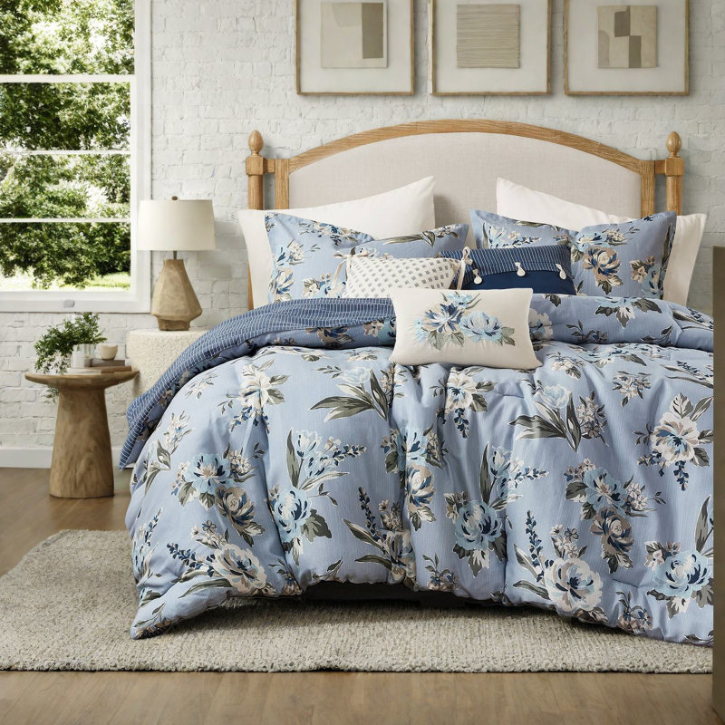 Ensemble de literie vintage en coton très grand rétro 7 pièces, conception réversible pour un confort toutes saisons