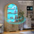 70.9'' H Freestanding Arch Wine Cabinets With Wine Glass Holder & Wine Rack, Bar Liquor Cabinets With Led Light & Motion Sensor-631425803