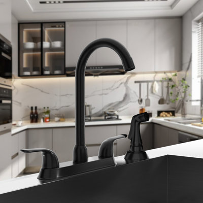 Robinet de cuisine avec douchette latérale Robinet d'évier de cuisine à 2 poignées avec douchette extractible