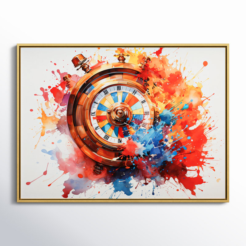 «Casino Royale Roulette I», reproduction d'art sur toile, Cadre flottant doré, H 30 po x l 40 po x P 1,5 po