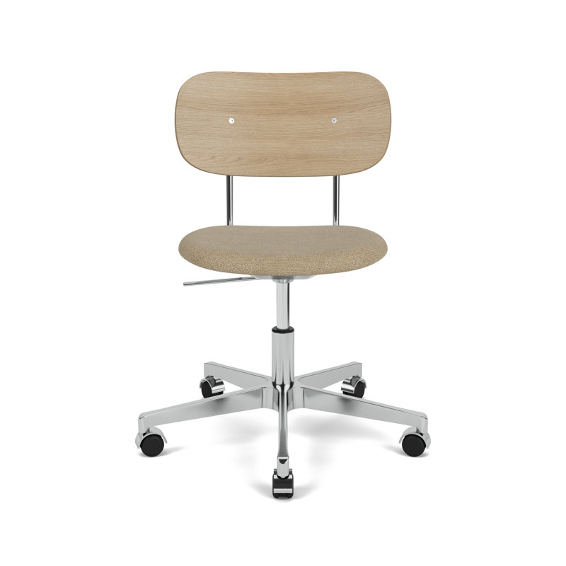 Co Swivel Task Chair, Natural Oak/Silver, Beige, Acrylic Blend