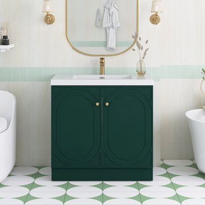 Meuble-lavabo autoportant 35,4 po avec plateau en résine