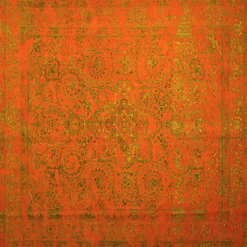 Tapis contemporains jaunes lavables à la machine 1195, Carré de 6 pi