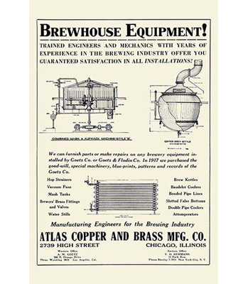 « brewhouse equipment », affiche rétro