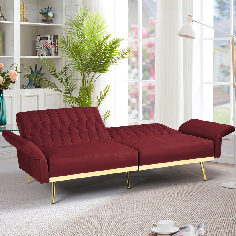 Somiya Upholstered 70'' Sleeper Sofa, Red Velvet