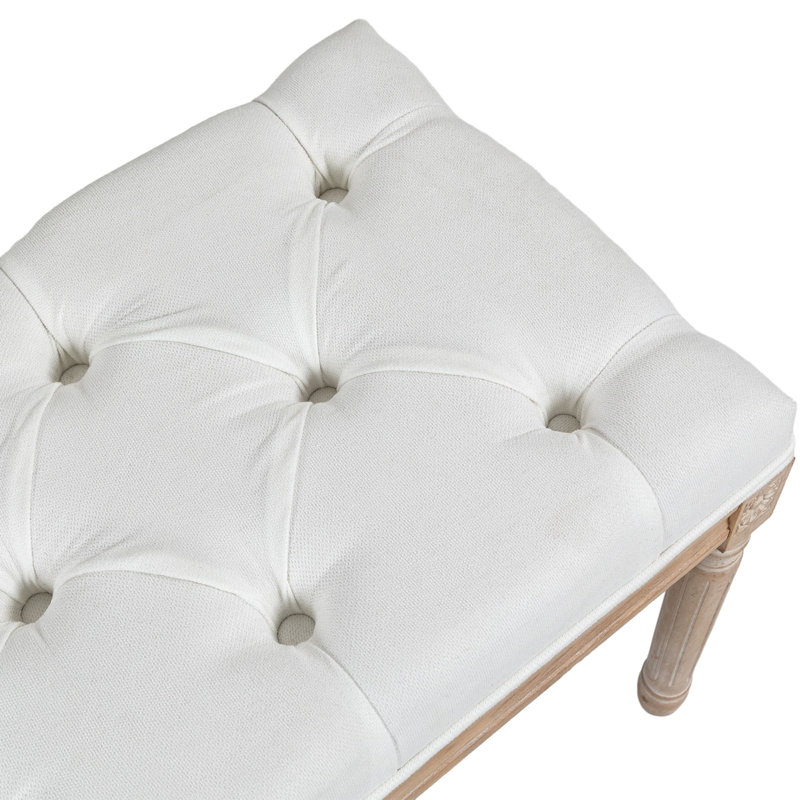 Kayala Upholstered Bench,wood, 19" H x 46" L x 15.75" D, Cream White