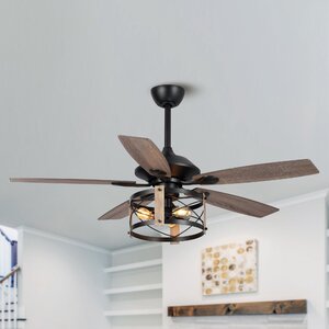 52" Limones 5 - Blade Standard Ceiling Fan with Remote Control and Light Kit Included