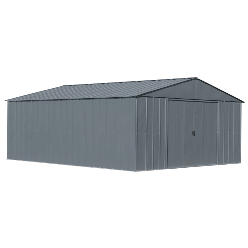 14 ft x 17 ft Charcoal Steel Storage Shed