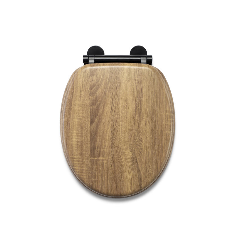 Croydex Soft Close Wooden Toilet Seat - Quick Release for Easy Cleaning and Adjustable Hinges with Top and Bottom Fixings, Antibacterial Seat Surface