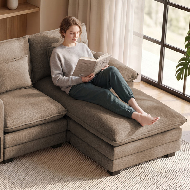 Canapé d'angle en chenille de 130 pouces de large en forme de U avec console pour animaux de compagnie, grands accoudoirs et porte-gobelets