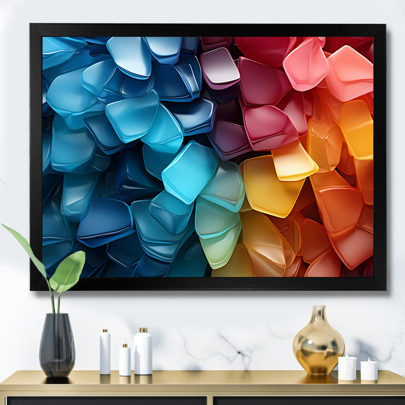" Rainbow Colors Symphony II ", Black Single Picture Framed, 12" H x 20" W x 1" D