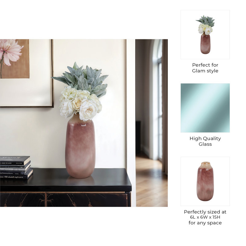 Kano Handmade Glass Table Vase, 15" H x 6" W x 6" D